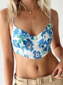 Princess Polly Cardinia Top Blue Floral