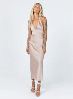 Princess Polly Olivia Midi Dress Beige