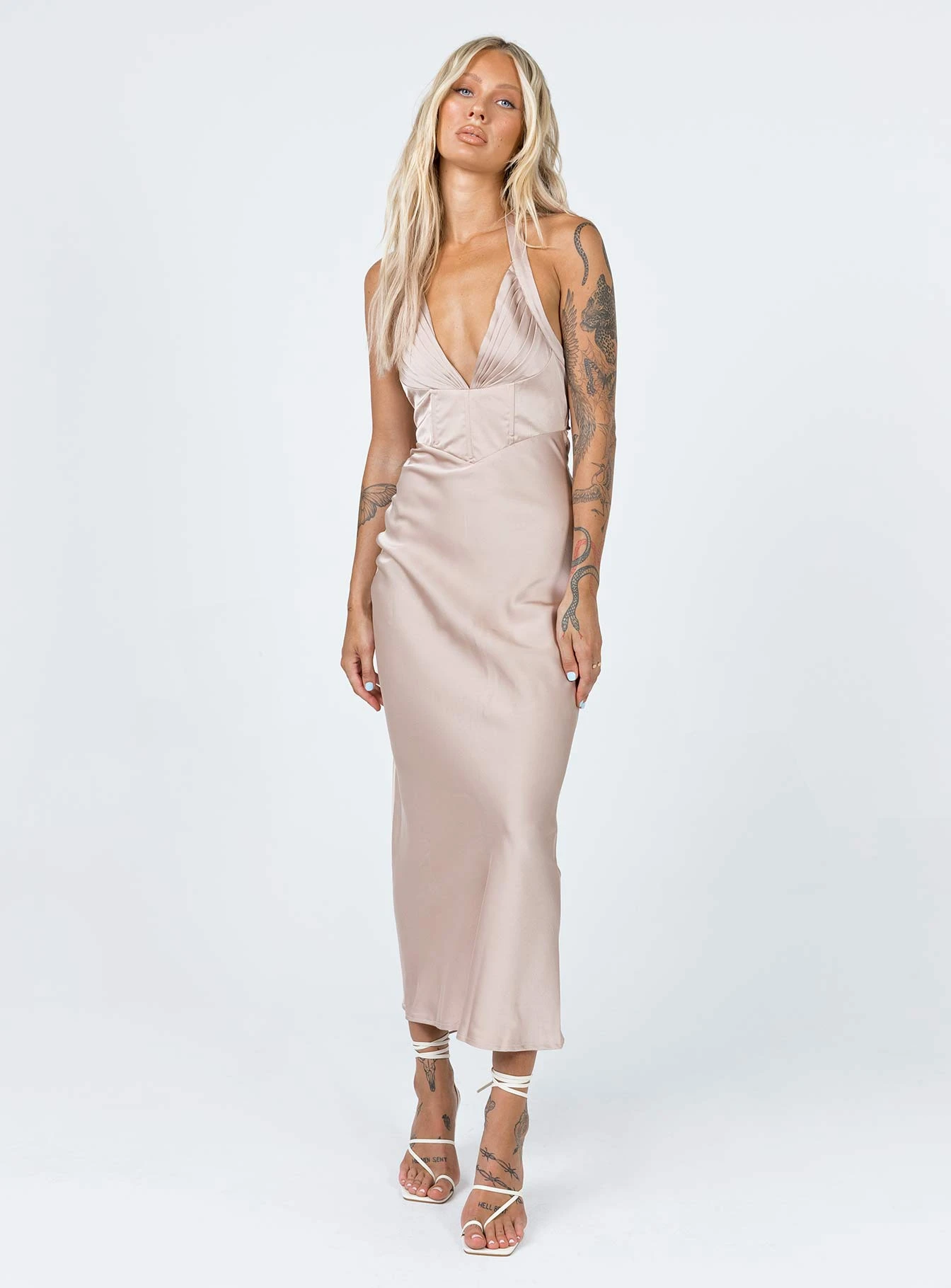 Princess Polly Olivia Midi Dress Beige 3 Princess Polly Olivia Midi Dress Beige