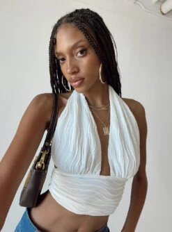 Princess Polly Cambor Halter Top Off White