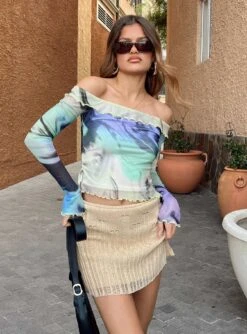 Princess Polly Macaulay Knit Mini Skirt Beige