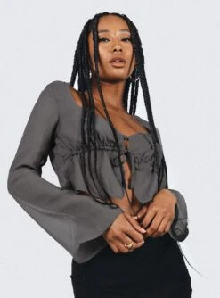 Princess Polly Kenney Long Sleeve Top Grey