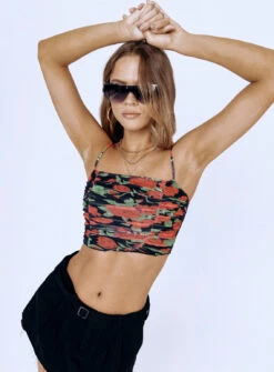 Princess Polly Bennetts Top Black Floral