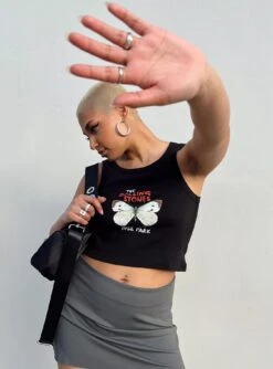 Princess Polly The Rolling Stones Butterly Cropped Tank Black -Eva Style Shop 0 modelinfo sarah us4 f38508cf 9c9b 41a7 8e2b 119b24108d81