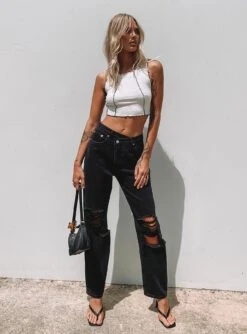 Princess Polly Holly Asymmetric Ripped Leg Jeans Black Denim 13 Princess Polly Holly Asymmetric Ripped Leg Jeans Black Denim -Eva Style Shop 0 4867c603 76fa 449c 92ae 8f4ed35b4949