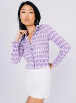 Princess Polly Elody Long Sleeve Top Purple Multi