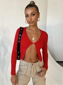 Princess Polly Dontae Long Sleeve Top Red