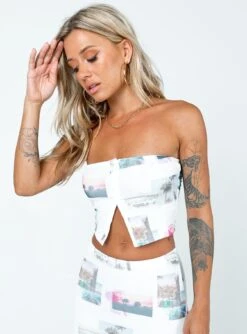 Princess Polly Picture Perfect Strapless Top White Multi