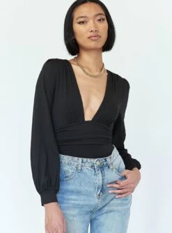 Princess Polly Jude Long Sleeve Bodysuit Black