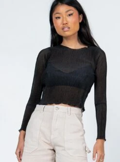 Princess Polly Nima Long Sleeve Top Black