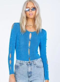 Princess Polly Gianna Long Sleeve Bodysuit Blue