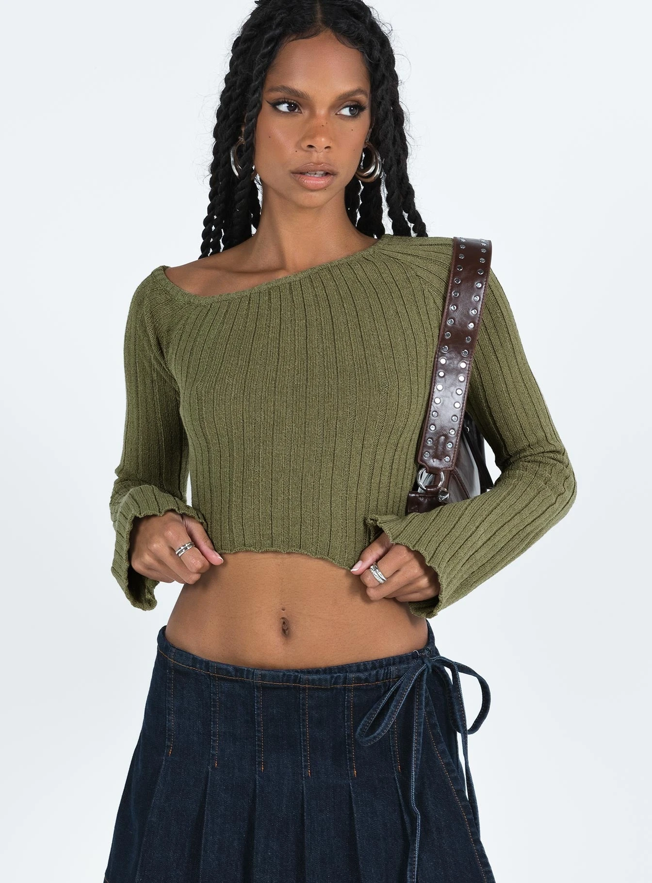 Princess Polly Santorini Knit Top Khaki 4 Princess Polly Santorini Knit Top Khaki - Image 2