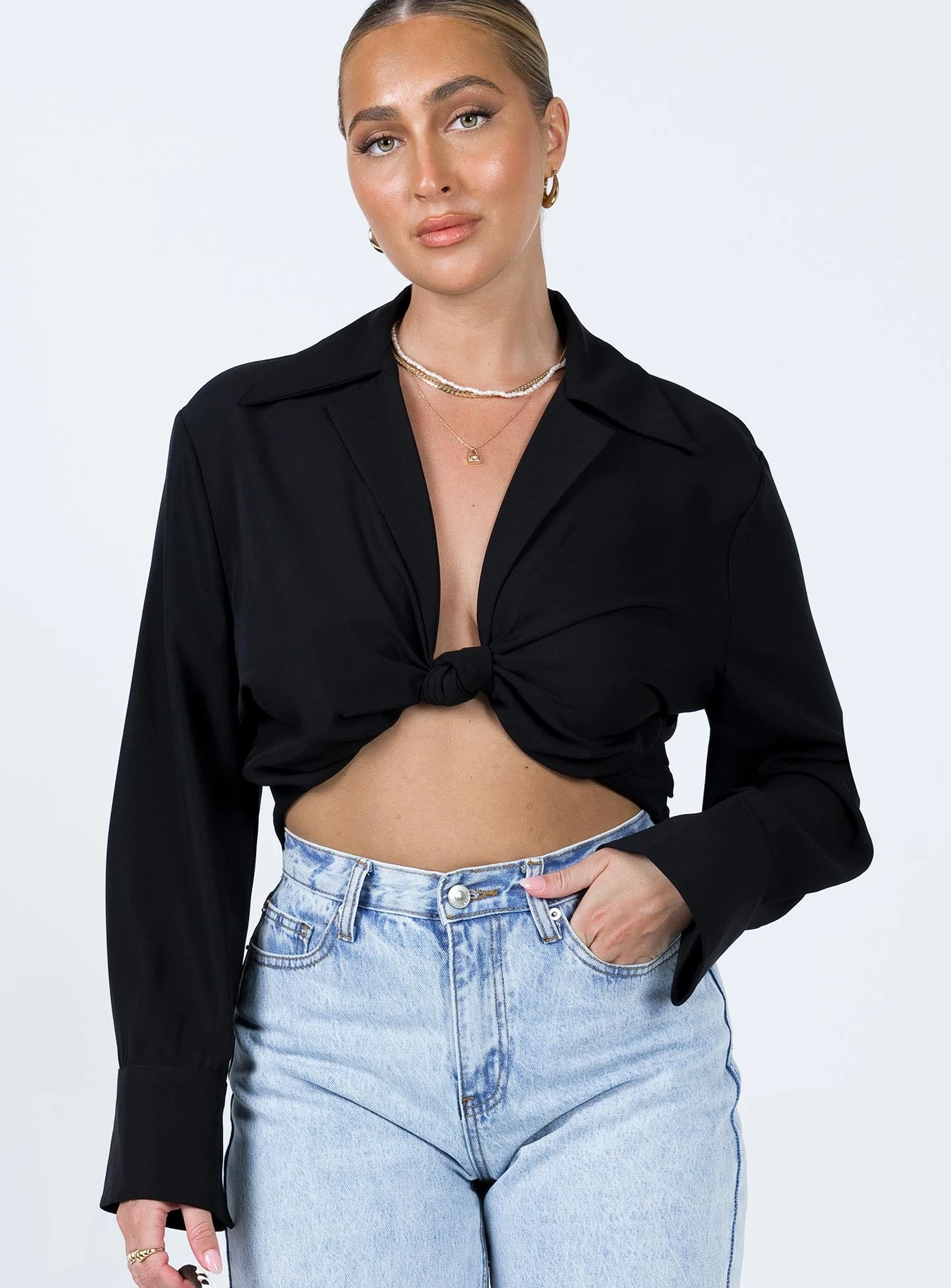 French Kiss Twist Shirt Black 5 French Kiss Twist Shirt Black - Image 3