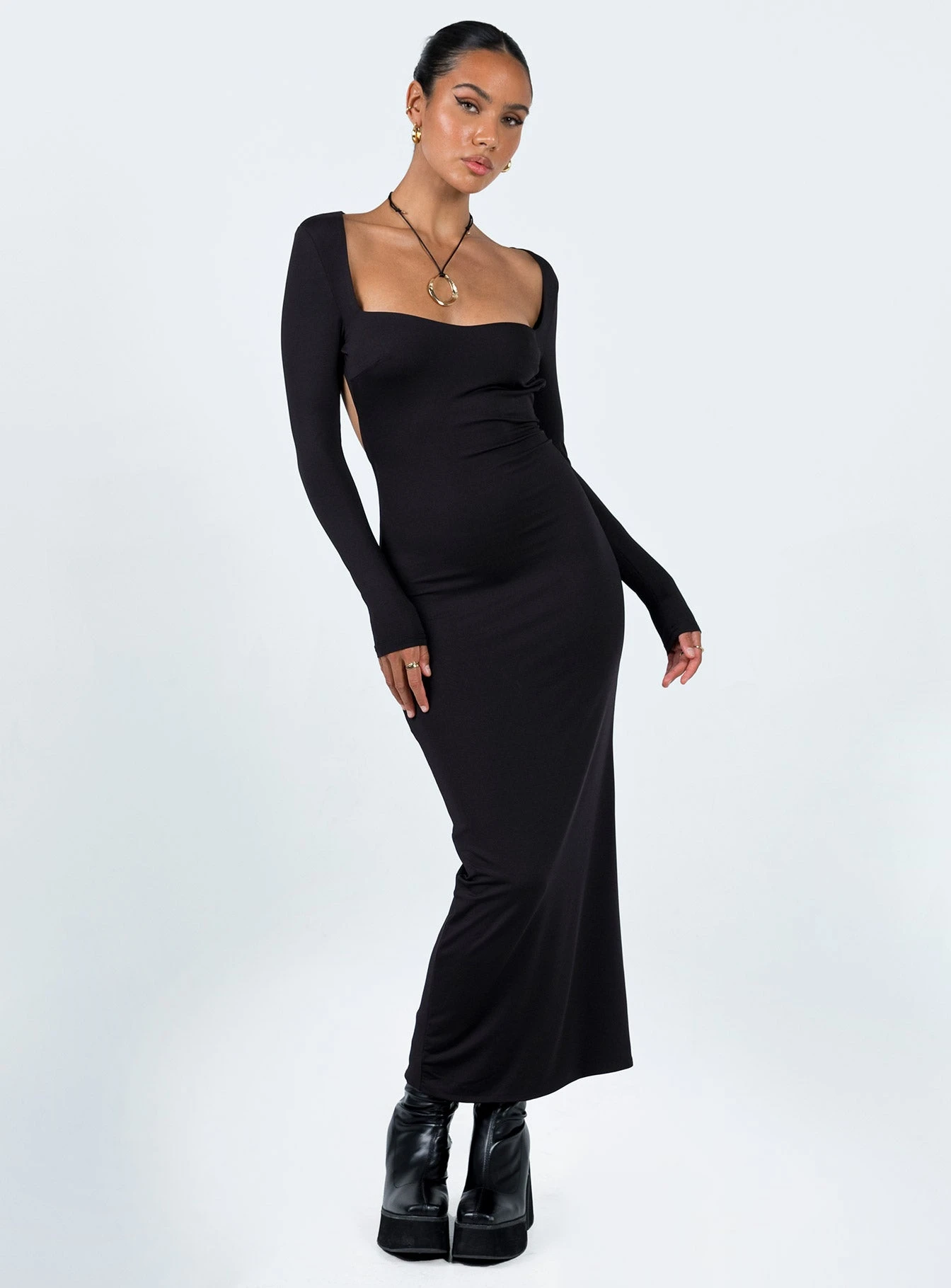 Dorado Long Sleeve Midi Dress Black 4 Dorado Long Sleeve Midi Dress Black - Image 2