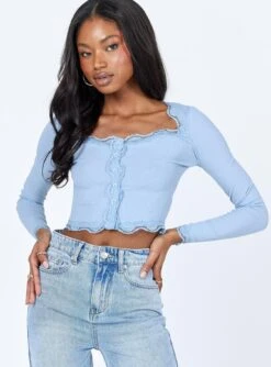 Princess Polly Rainey Long Sleeve Top Blue