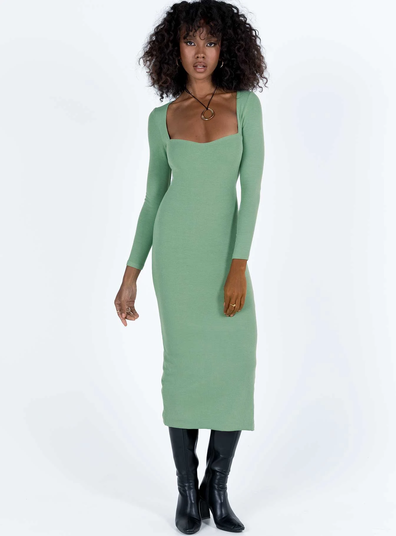 Princess Polly Nolan Midi Dress Green 4 Princess Polly Nolan Midi Dress Green - Image 2