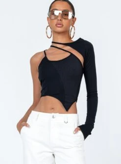 Princess Polly Ashbury Long Sleeve Top Black