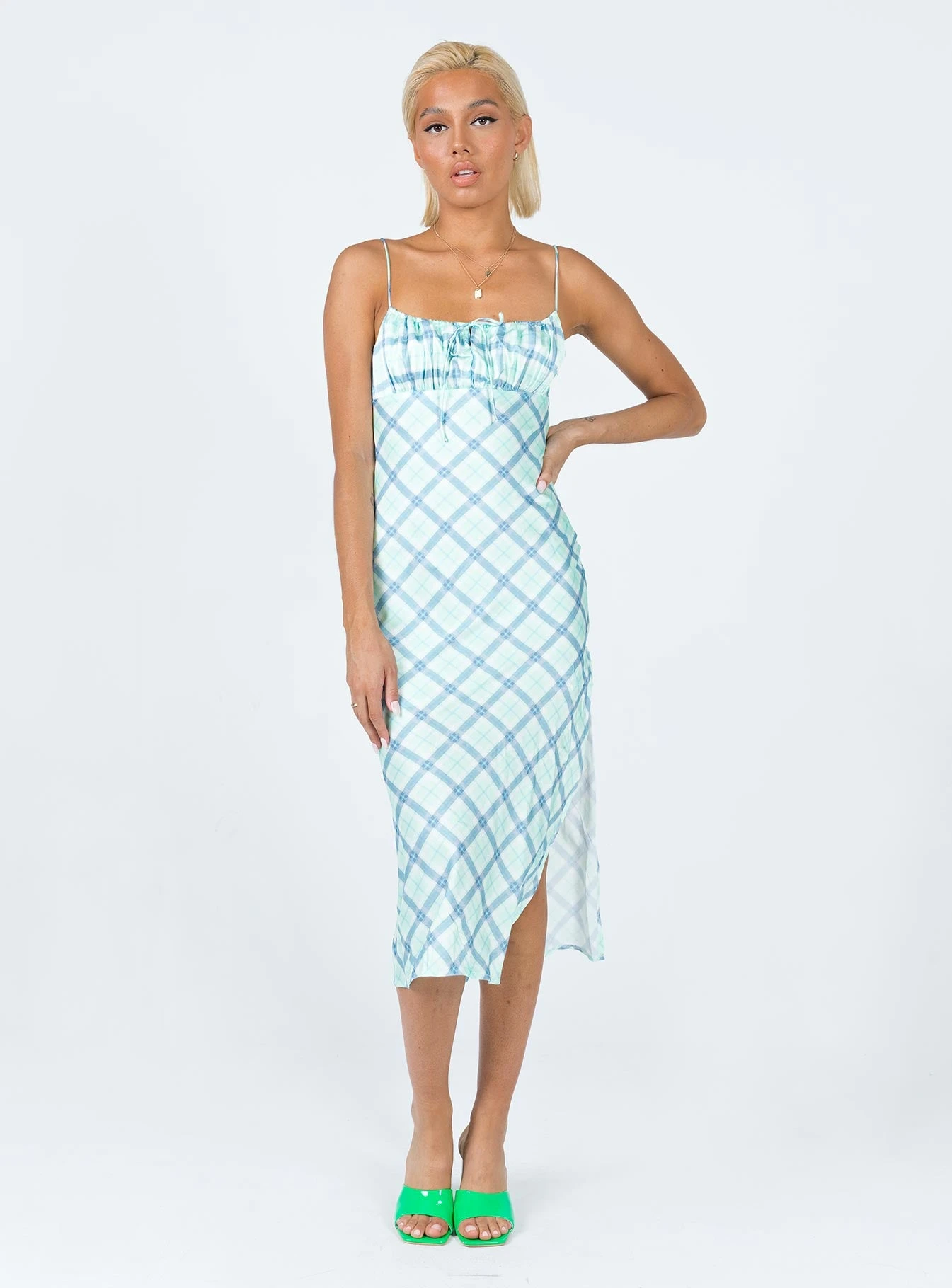 Princess Polly Kirra Midi Dress Green / Blue 3 Princess Polly Kirra Midi Dress Green / Blue
