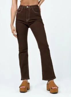 Princess Polly Eltham Contrast Stitch Denim Jeans Brown 10 Princess Polly Eltham Contrast Stitch Denim Jeans Brown -Eva Style Shop 1 modelinfo chloe e us2 ef69de62 b4d0 4123 b810 e5959517a7c7