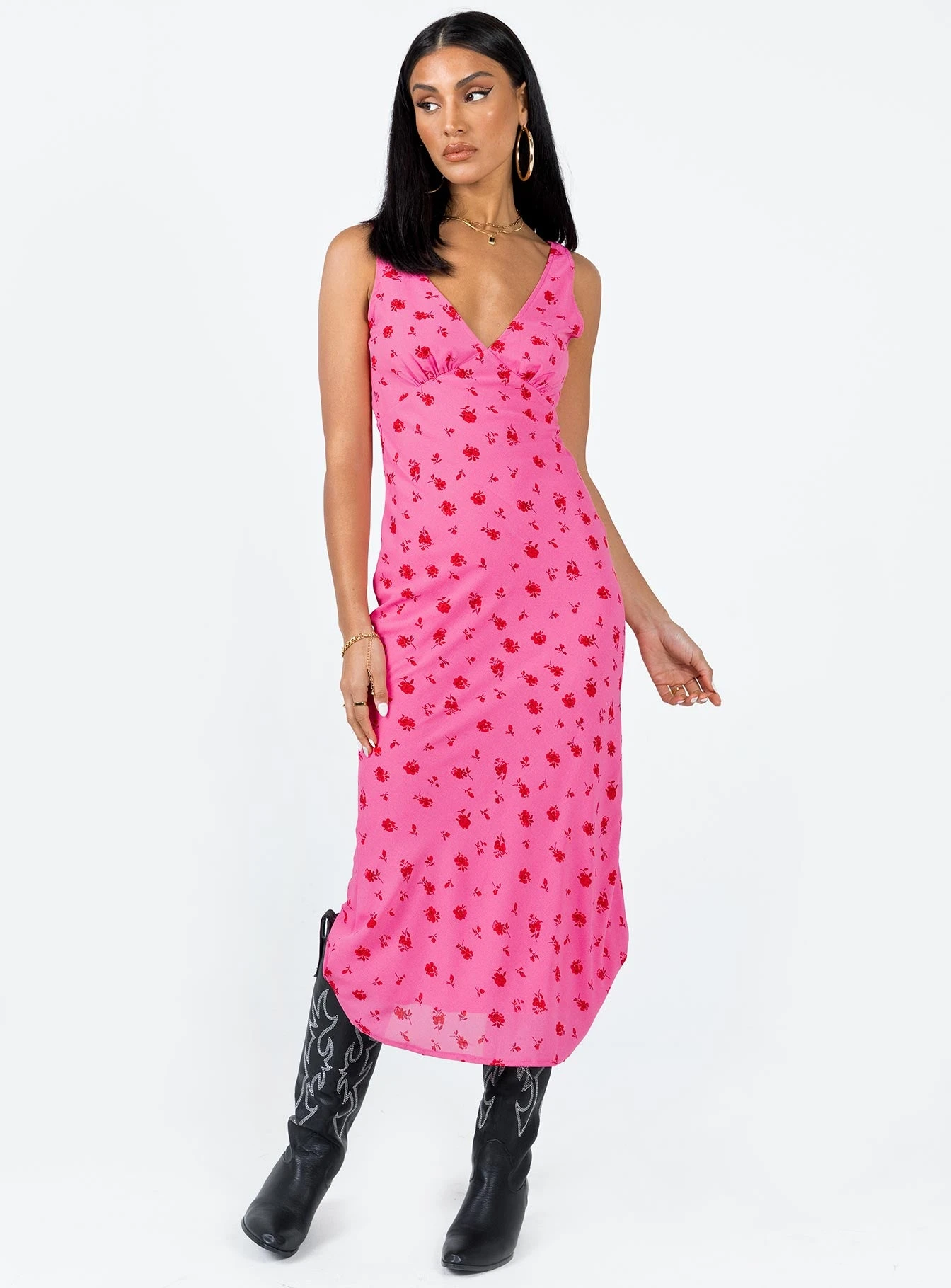 Princess Polly Sariah Midi Dress Pink Floral 4 Princess Polly Sariah Midi Dress Pink Floral - Image 2