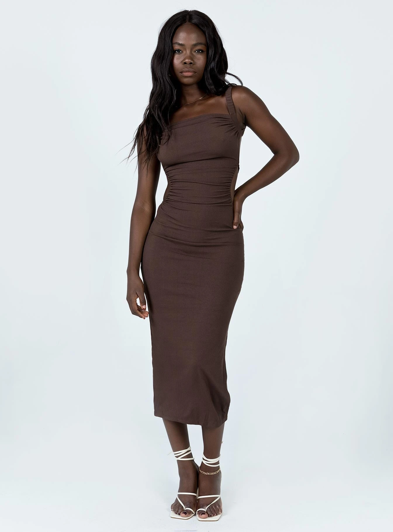 Princess Polly Lainey Midi Dress Brown 4 Princess Polly Lainey Midi Dress Brown - Image 2