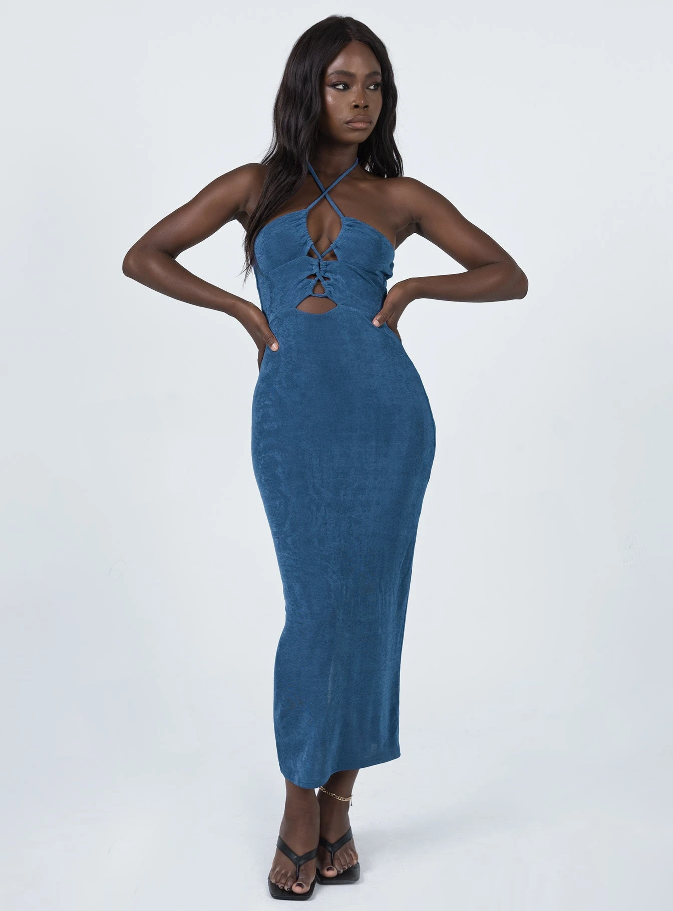 Princess Polly Zamia Midi Dress Blue 4 Princess Polly Zamia Midi Dress Blue - Image 2