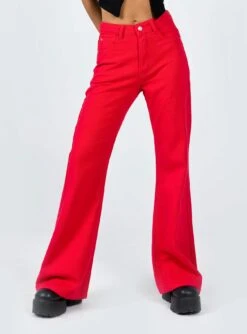 Princess Polly Cabarita Lounge Denim Jeans Red