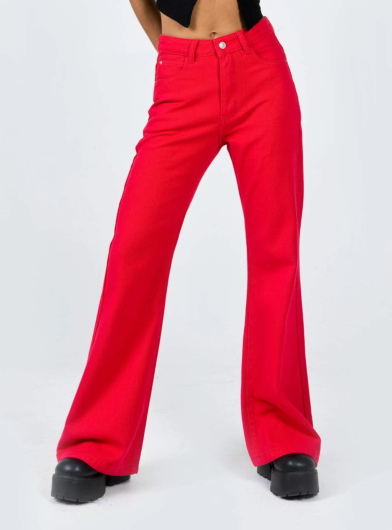 Princess Polly Cabarita Lounge Denim Jeans Red 3 Princess Polly Cabarita Lounge Denim Jeans Red