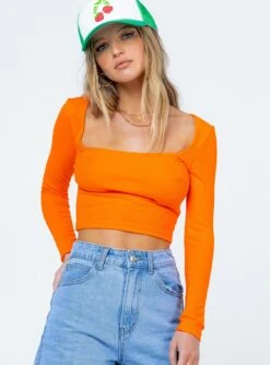 Princess Polly Kinsey Long Sleeve Top Orange