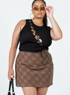 Fike Mini Skirt Brown Curve 10 Fike Mini Skirt Brown Curve -Eva Style Shop 1 modelinfo miccy us14