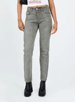Princess Polly Tangmere Mid Rise Slim Jeans Grey