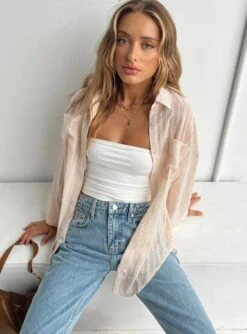 Princess Polly Belar Shirt Cream