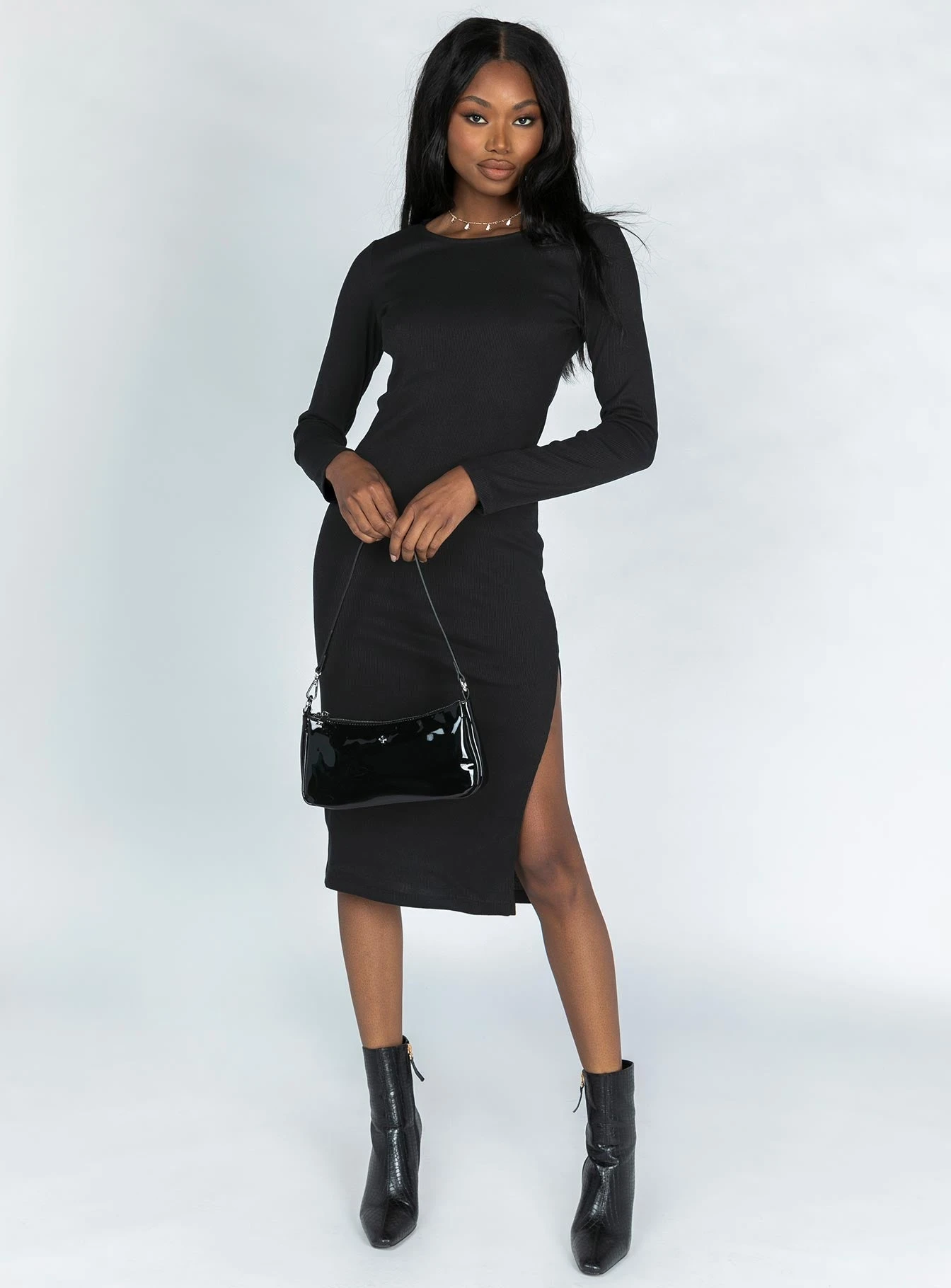 Don't Blame Me Long Sleeve Midi Dress Black 3 Don't Blame Me Long Sleeve Midi Dress Black