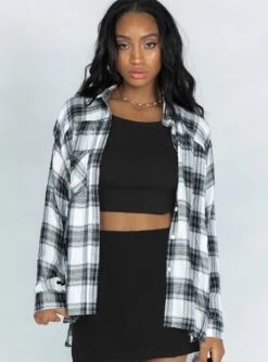 Princess Polly Laina Shirt Black/White