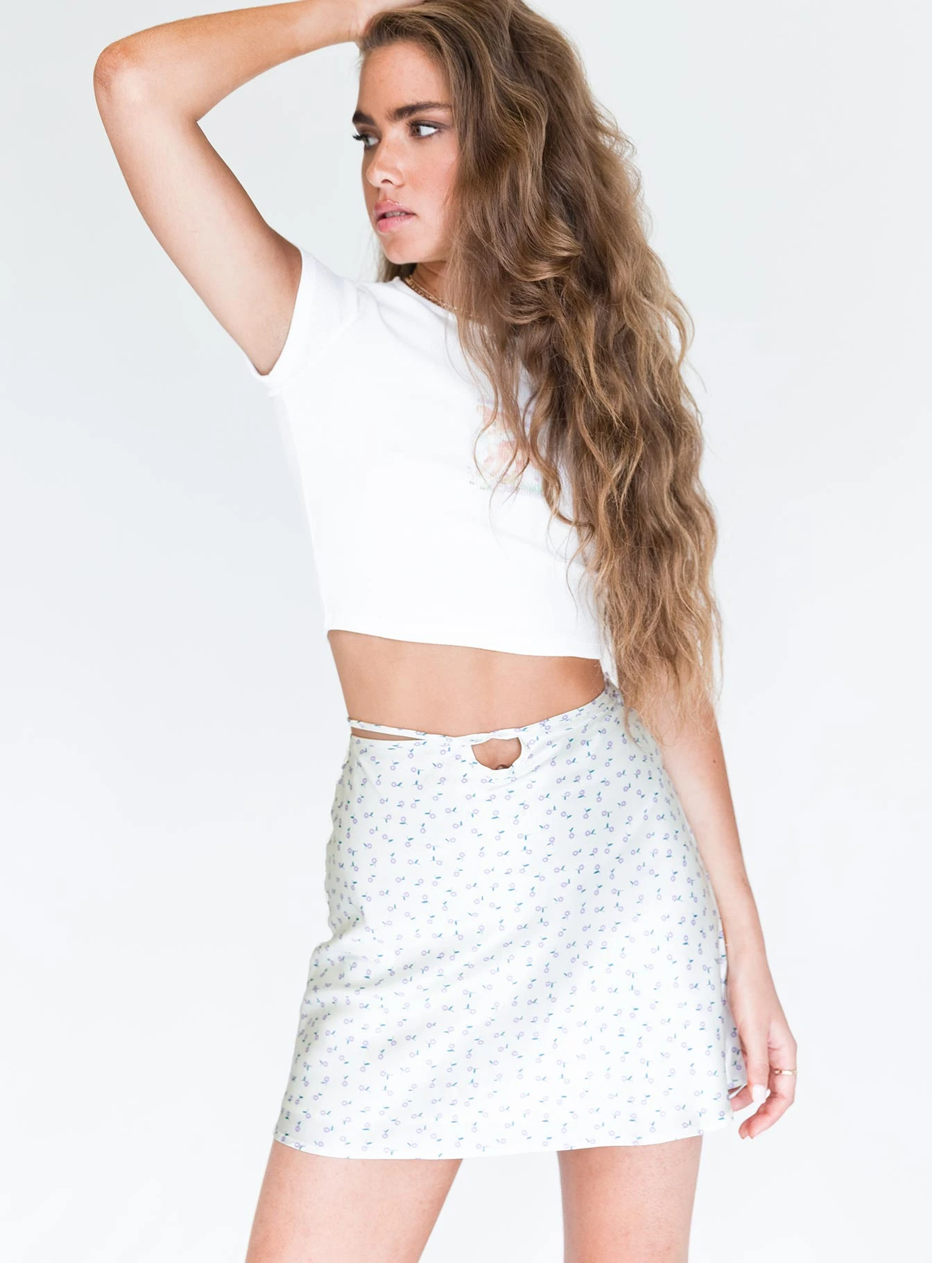 Princess Polly Desert Storm Mini Skirt White Floral 3 Princess Polly Desert Storm Mini Skirt White Floral