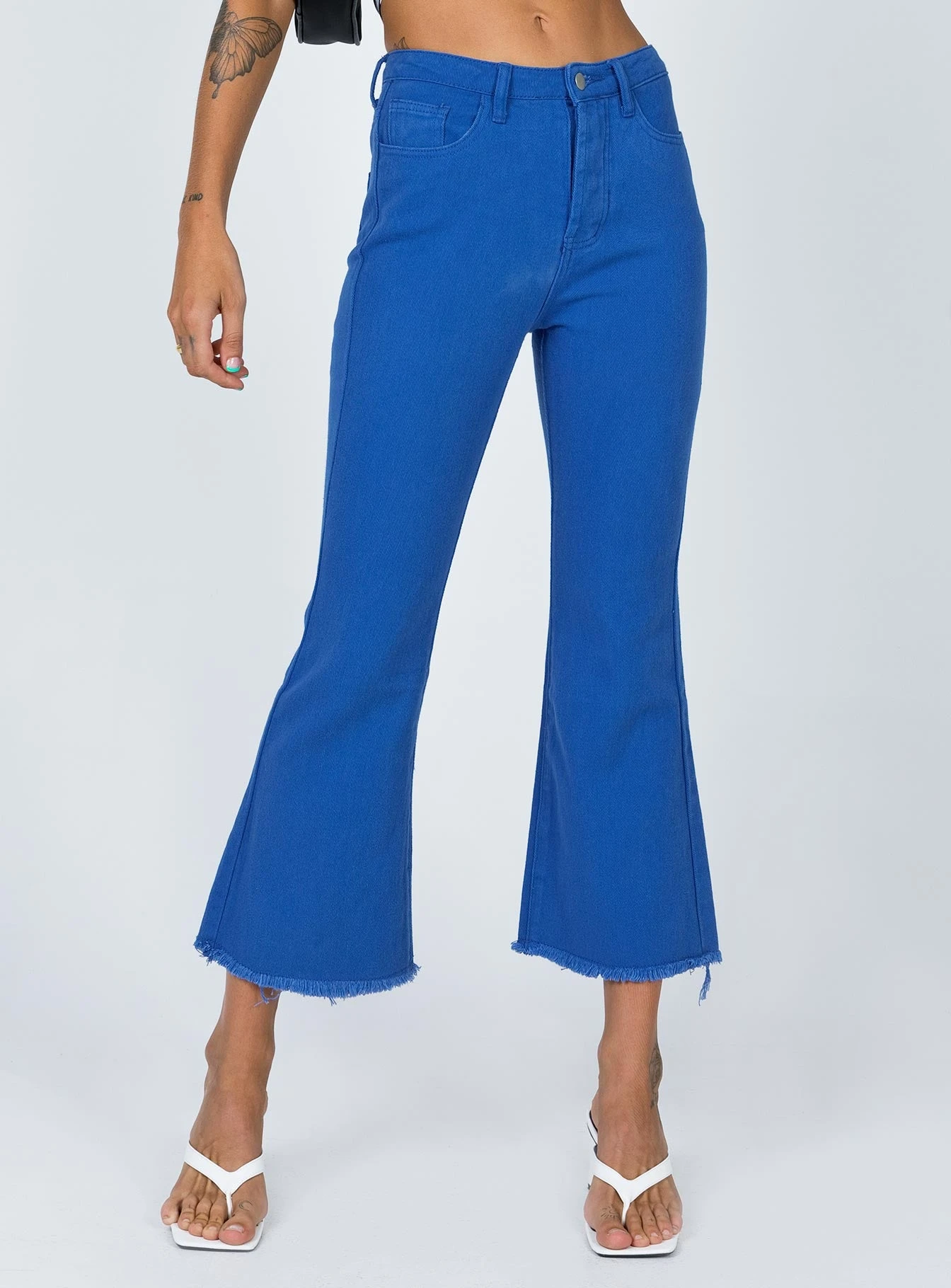 Princess Polly Faye Cropped Jeans Blue Denim 4 Princess Polly Faye Cropped Jeans Blue Denim - Image 2
