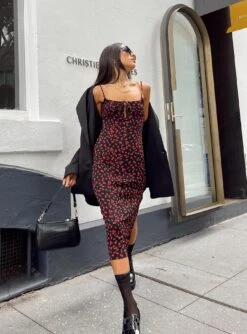 Princess Polly Noda Midi Dress Black/Red