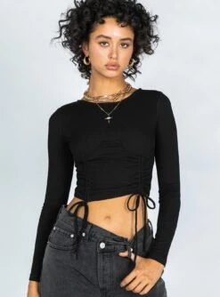 Princess Polly Stormi Long Sleeve Top Black