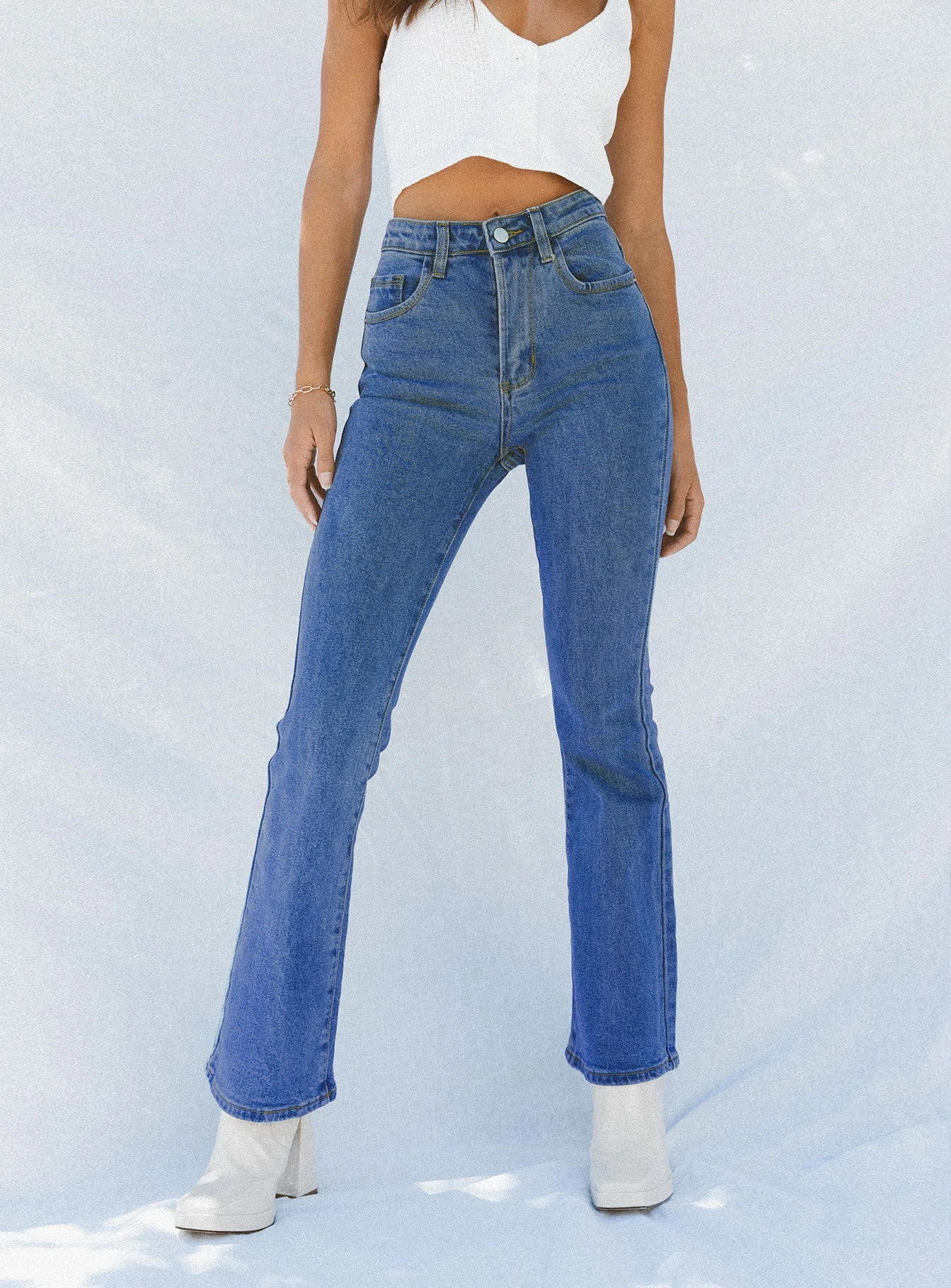 Princess Polly Dark Wash Flare Jean Denim 5 Princess Polly Dark Wash Flare Jean Denim - Image 3