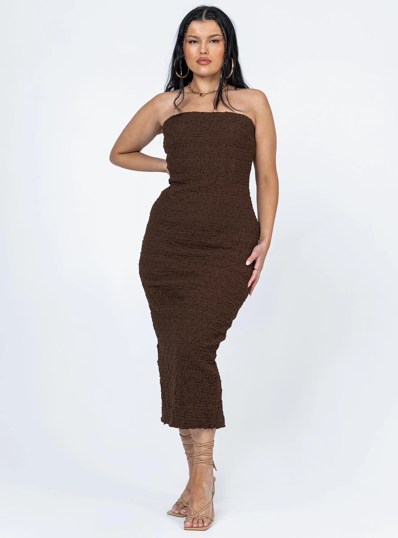 Princess Polly Kei Midi Dress Brown 4 Princess Polly Kei Midi Dress Brown - Image 2