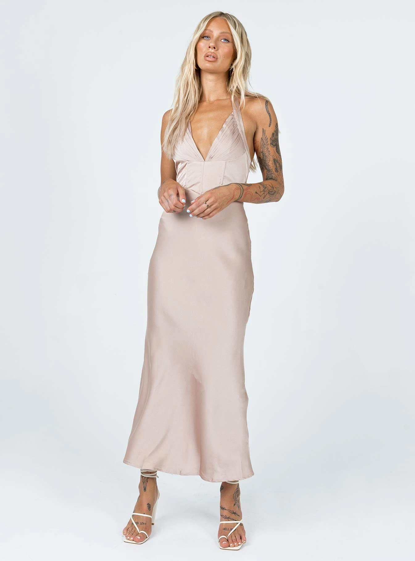 Princess Polly Olivia Midi Dress Beige 5 Princess Polly Olivia Midi Dress Beige - Image 3