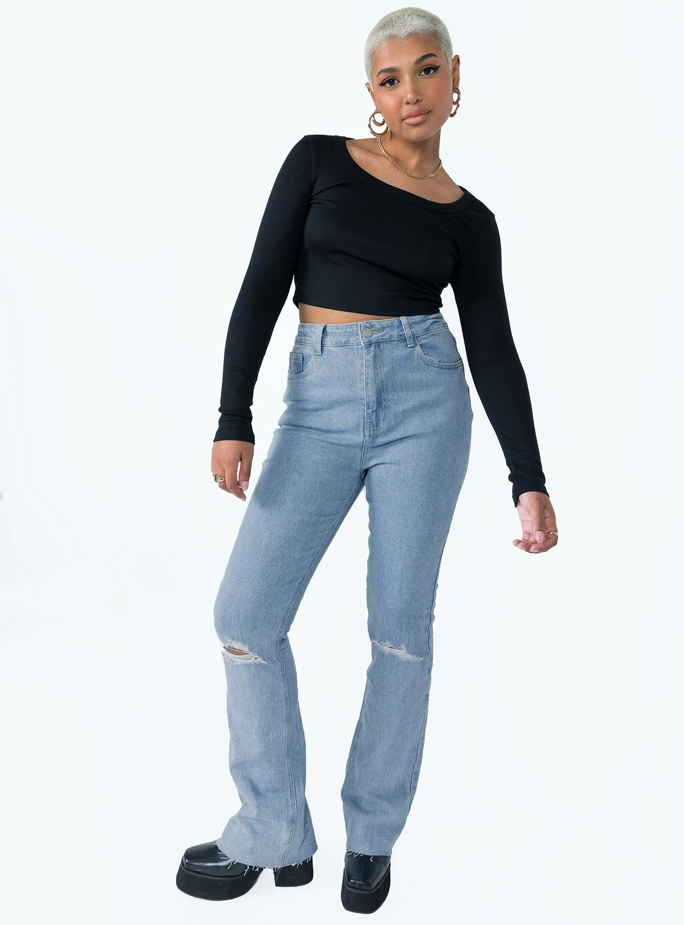 Princess Polly Mish High Rise Flare Jean Denim 4 Princess Polly Mish High Rise Flare Jean Denim - Image 2