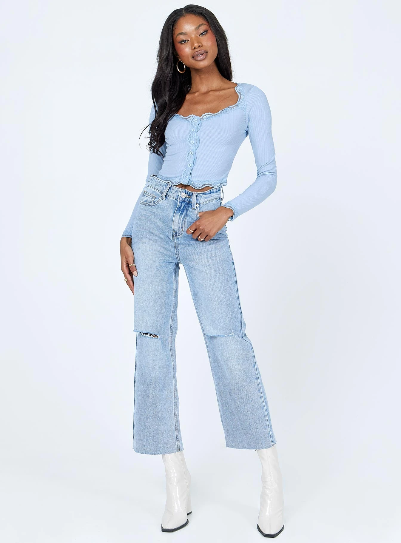 Princess Polly Rainey Long Sleeve Top Blue 4 Princess Polly Rainey Long Sleeve Top Blue - Image 2