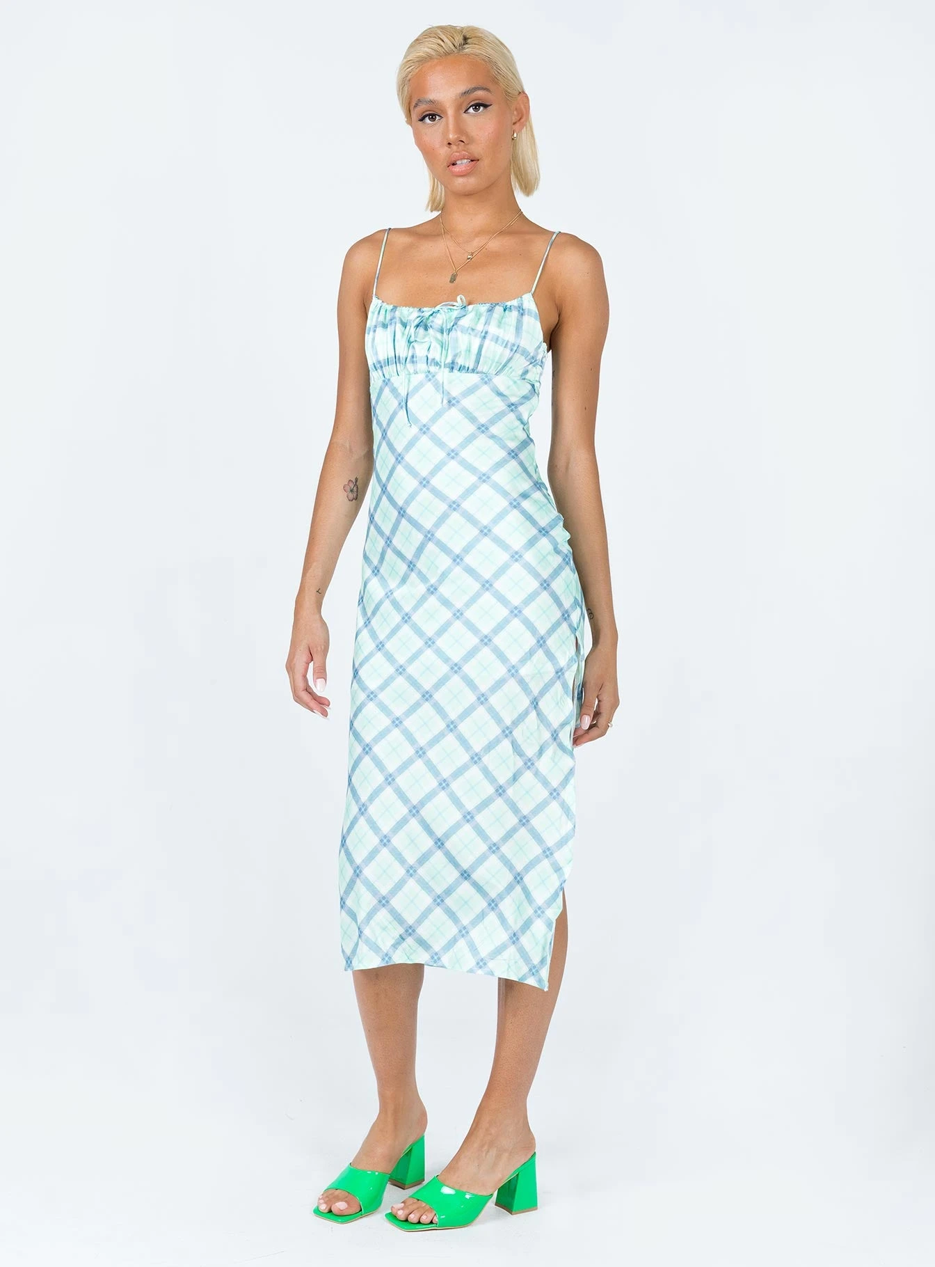 Princess Polly Kirra Midi Dress Green / Blue 4 Princess Polly Kirra Midi Dress Green / Blue - Image 2
