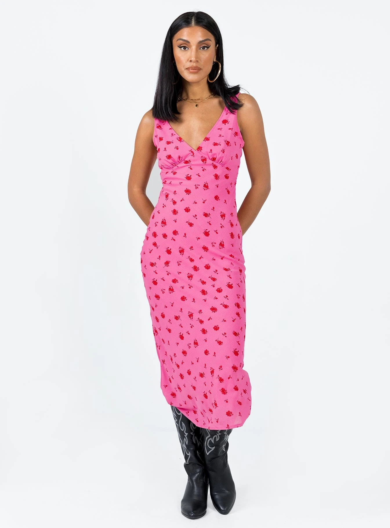 Princess Polly Sariah Midi Dress Pink Floral 5 Princess Polly Sariah Midi Dress Pink Floral - Image 3