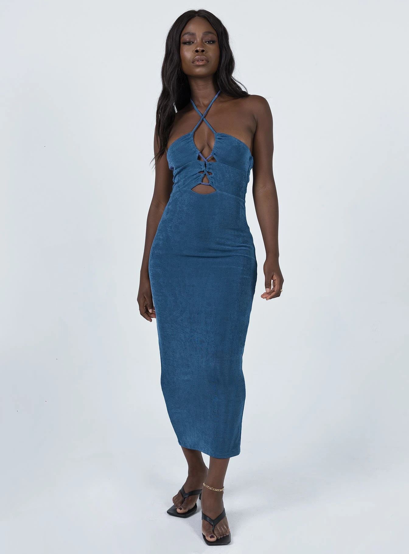 Princess Polly Zamia Midi Dress Blue 5 Princess Polly Zamia Midi Dress Blue - Image 3
