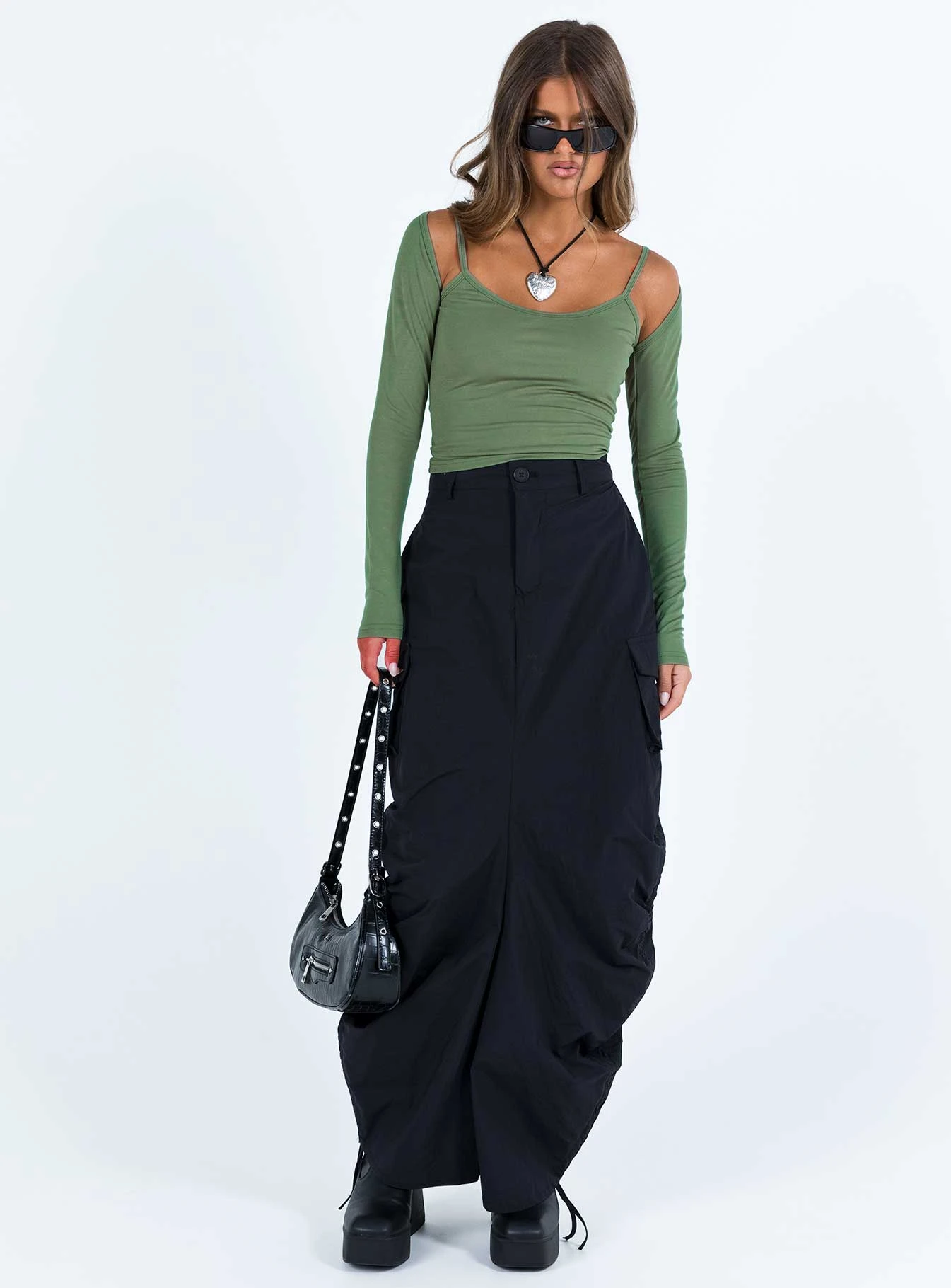 Princess Polly Hyden Long Sleeve Top Khaki 5 Princess Polly Hyden Long Sleeve Top Khaki - Image 3