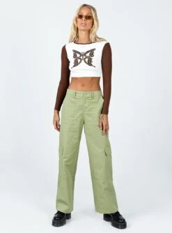 Princess Polly Soar Long Sleeve Top White / Brown -Eva Style Shop 2 modelinfo emma leigh US4 9b261512 2e81 4e89 b4cc ca2a00f88184