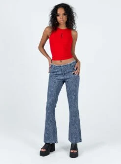 Princess Polly Loweana Low Rise Jacquard Flare Jean Blue Denim 9 Princess Polly Loweana Low Rise Jacquard Flare Jean Blue Denim -Eva Style Shop 2 modelinfo kristen us2 8b94ac6c 5d19 42fb a005 30523688d0a3