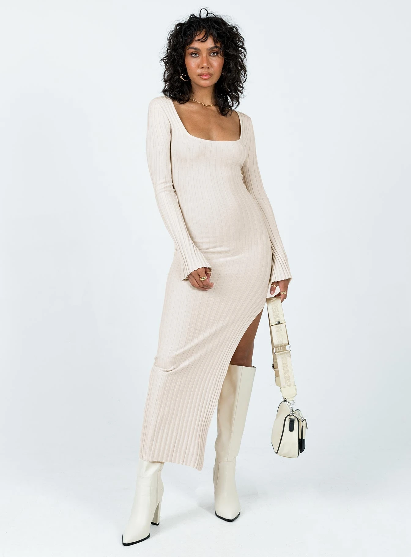 Barossa Long Sleeve Midi Dress Cream 5 Barossa Long Sleeve Midi Dress Cream - Image 3